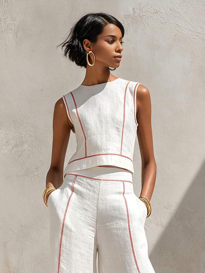 Lottie | Contrast Stitch Trouser Set