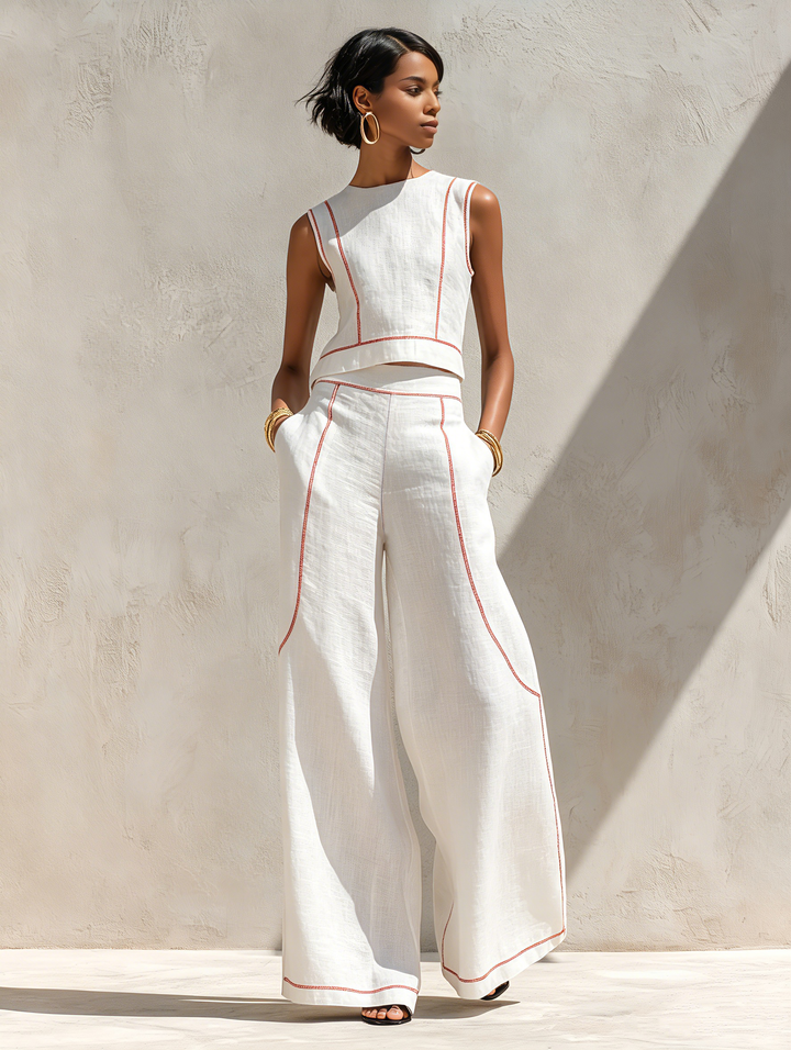 Lottie | Contrast Stitch Trouser Set