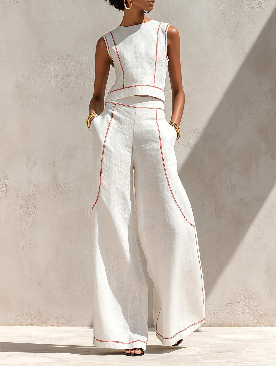 Lottie | Contrast Stitch Trouser Set