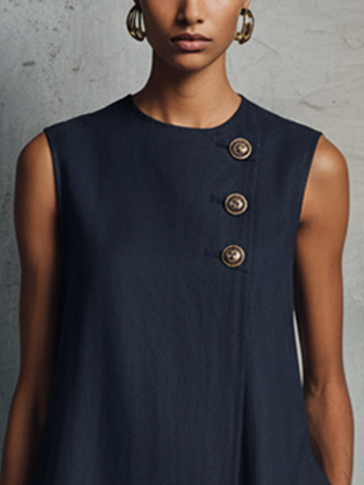 Alessia | Asymmetric Button Mini Dress
