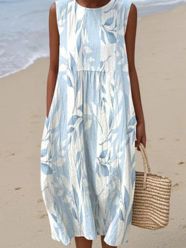 Christine | Midi Dress with Leaf Print