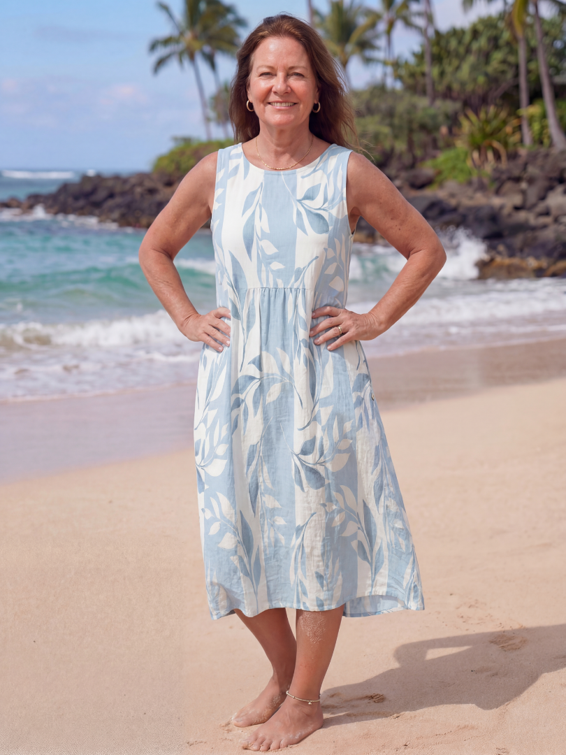 Christine | Midi Dress with Leaf Print