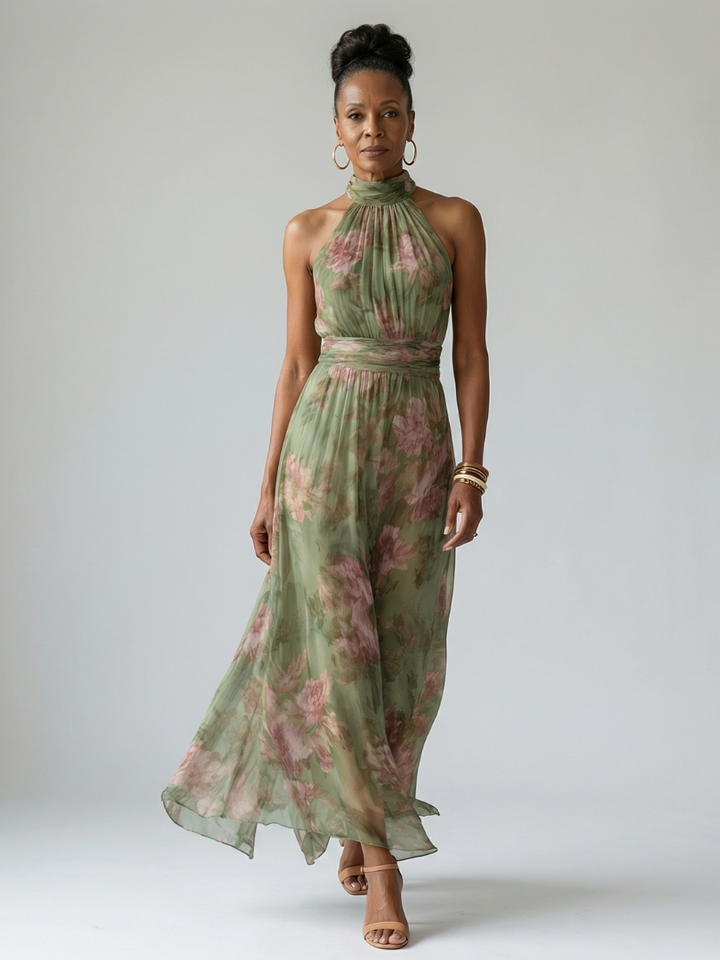 Pearl | Gathered Halter Midi Dress