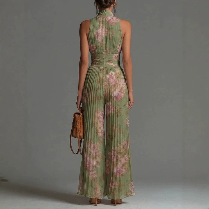 Rachel | Fuchsia Floral Pleated Chiffon Jumpsuit