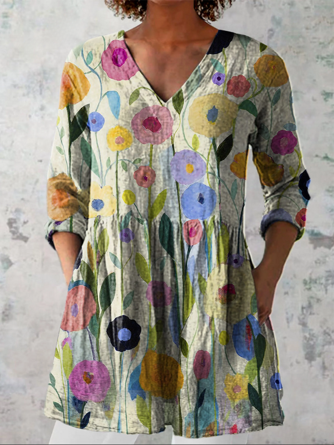 Ava | V-Neck Longline Blouse