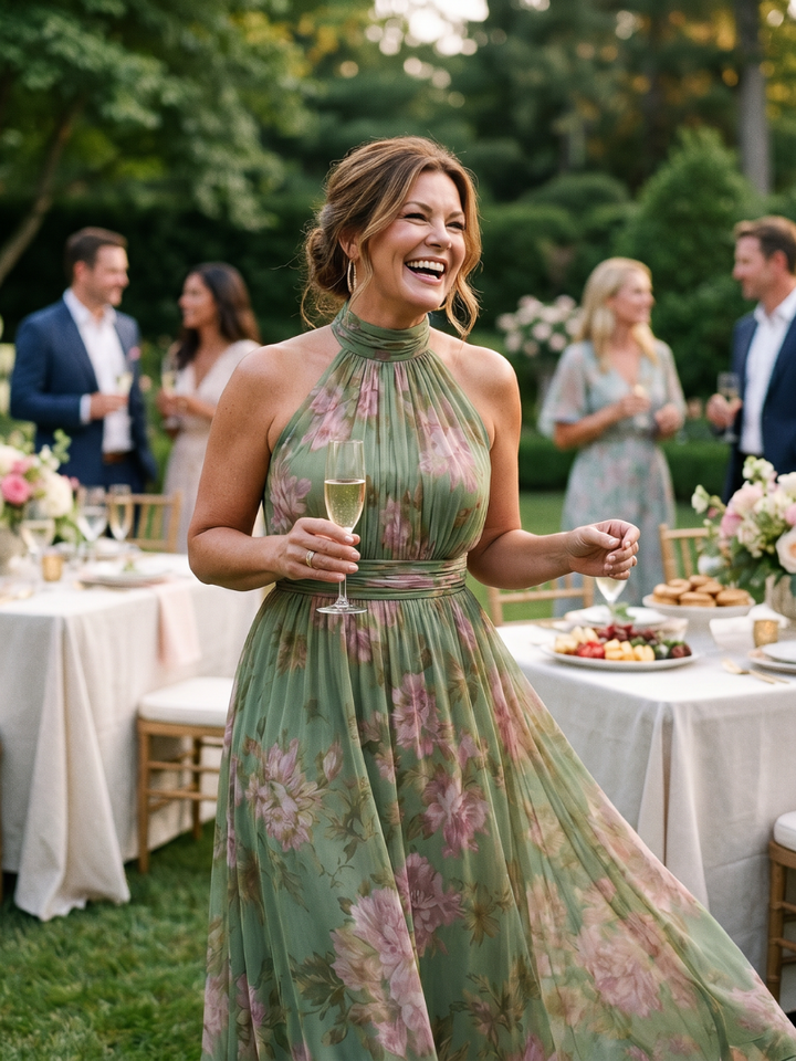 Pearl | Gathered Halter Midi Dress