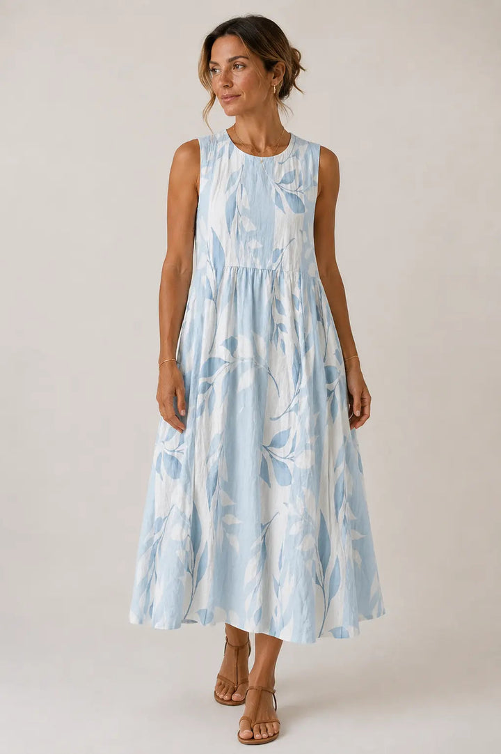 Christine | Midi Dress with Leaf Print