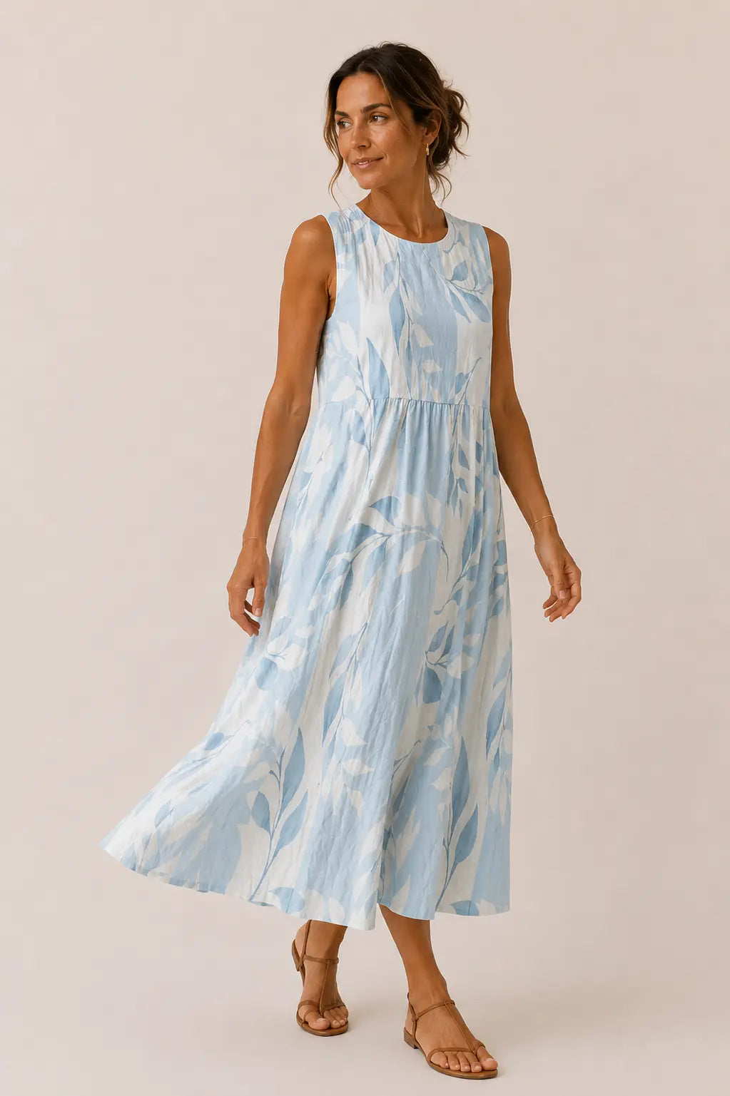 Christine | Midi Dress with Leaf Print