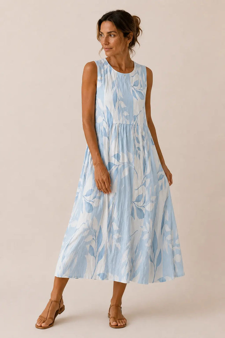 Christine | Midi Dress with Leaf Print