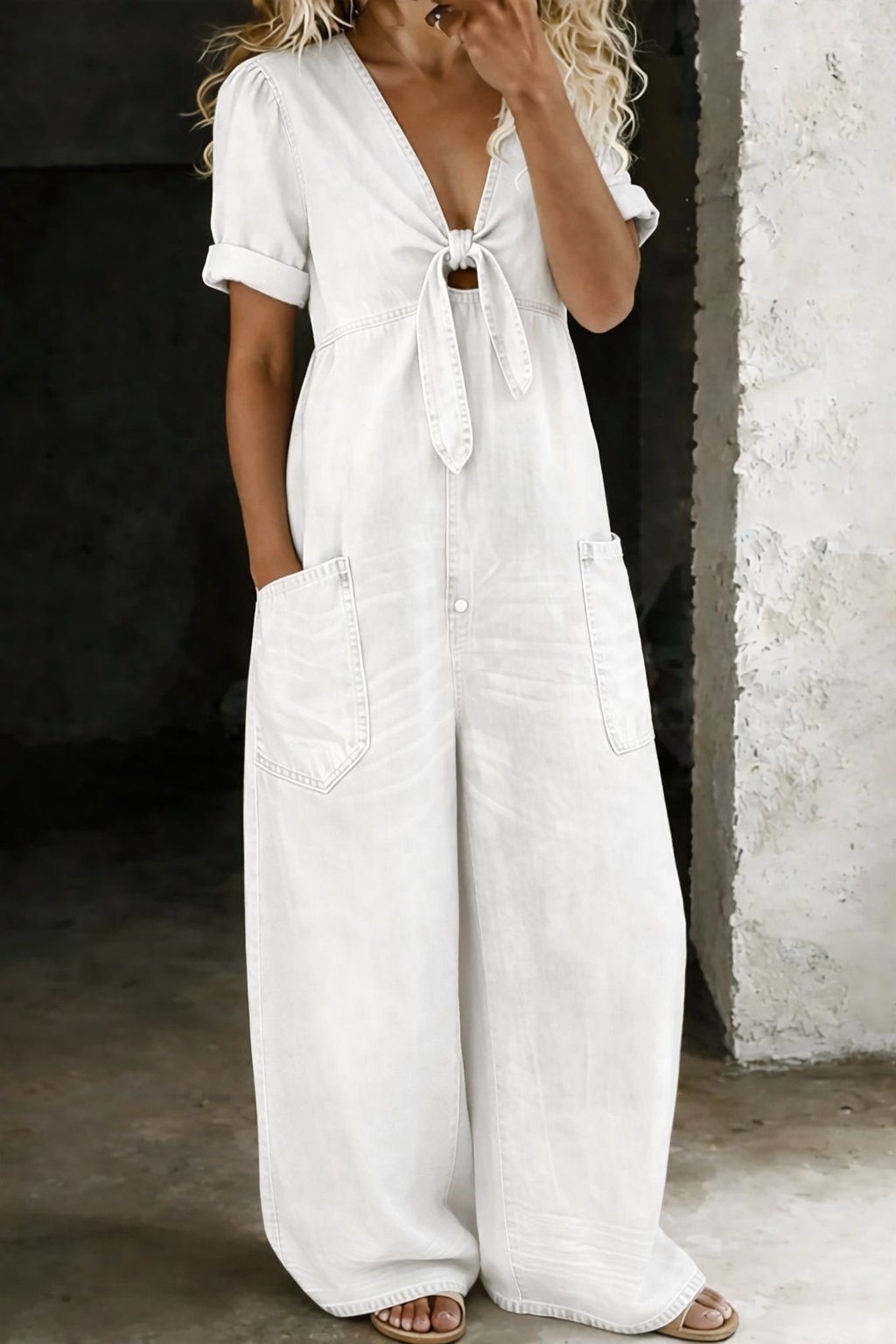 Darcy | Short Sleeve Denim Jumpsuit