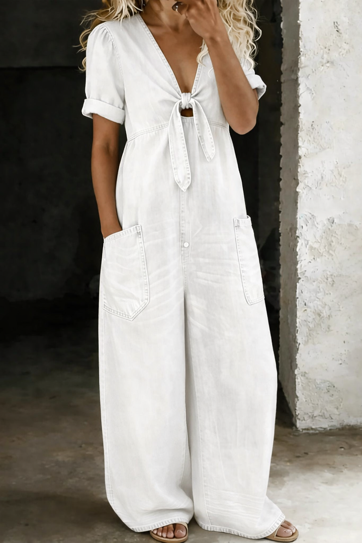 Darcy | Short Sleeve Denim Jumpsuit