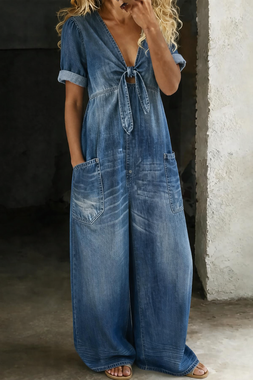 Darcy | Short Sleeve Denim Jumpsuit