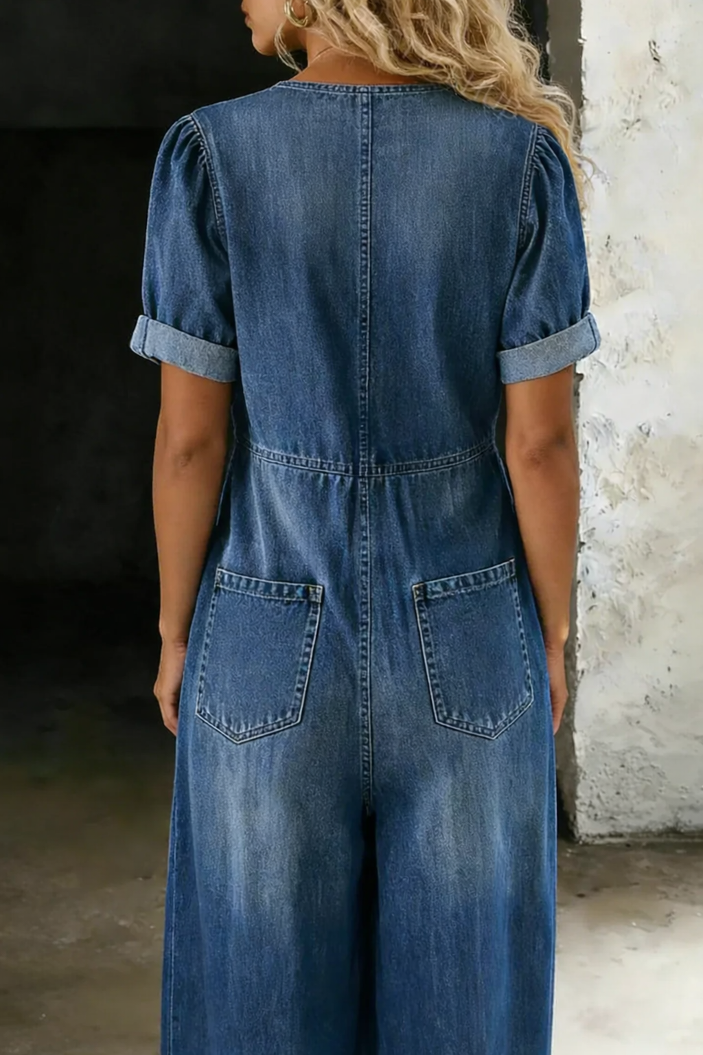 Darcy | Short Sleeve Denim Jumpsuit