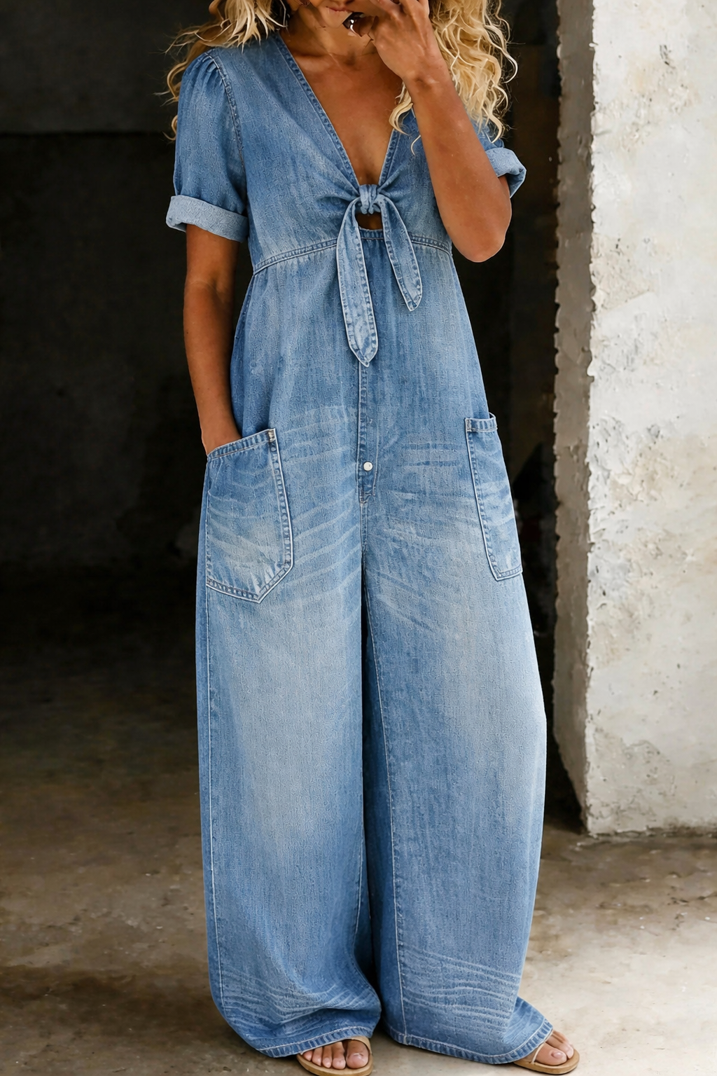 Darcy | Short Sleeve Denim Jumpsuit
