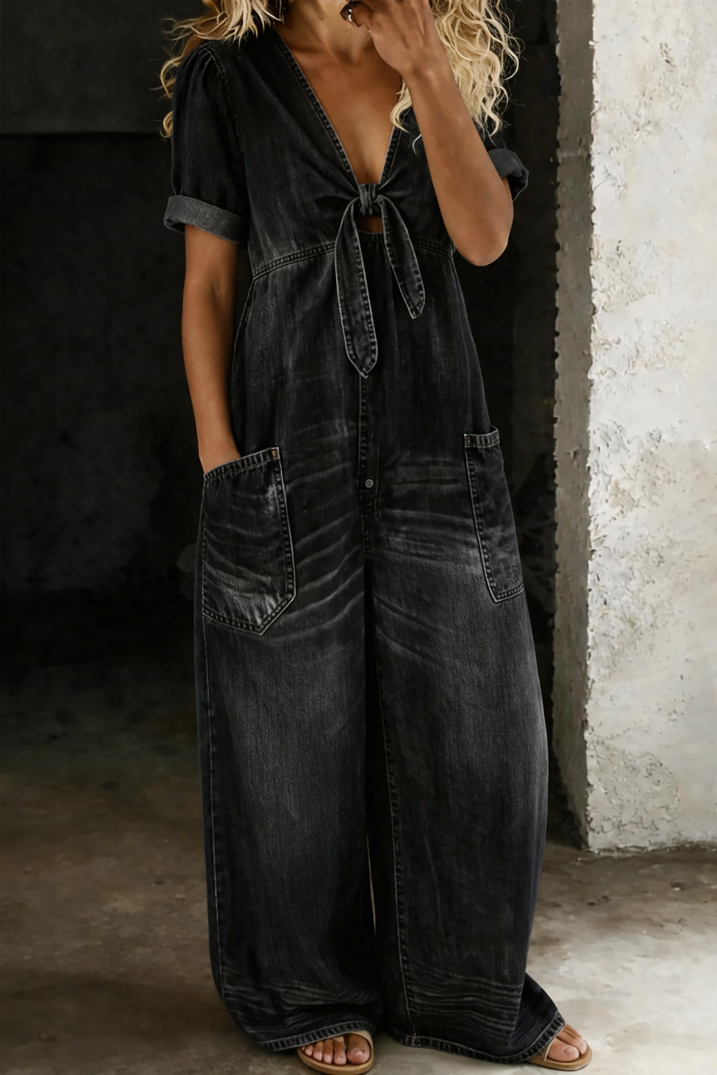 Darcy | Short Sleeve Denim Jumpsuit