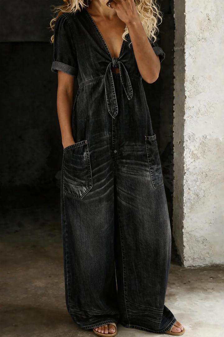Darcy | Short Sleeve Denim Jumpsuit