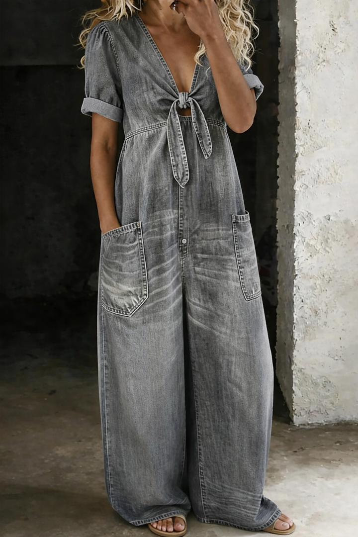 Darcy | Short Sleeve Denim Jumpsuit