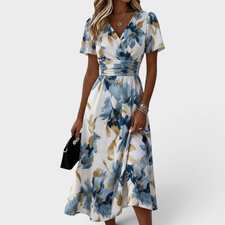 Celeste | Floral Wrap Waist Midi Dress