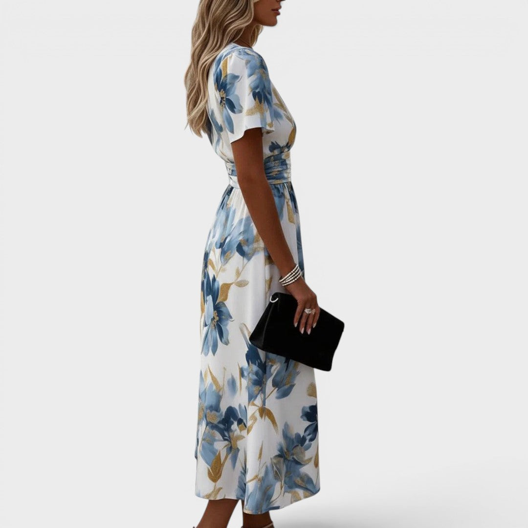 Celeste | Floral Wrap Waist Midi Dress