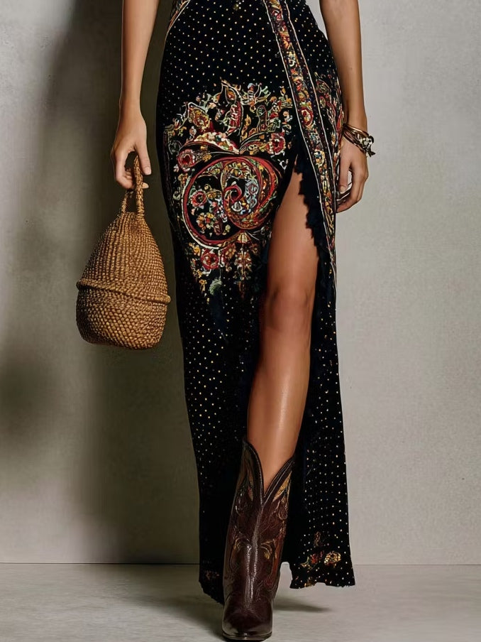 Marjorie | Bohemian Printed V-Neck Maxi Dress