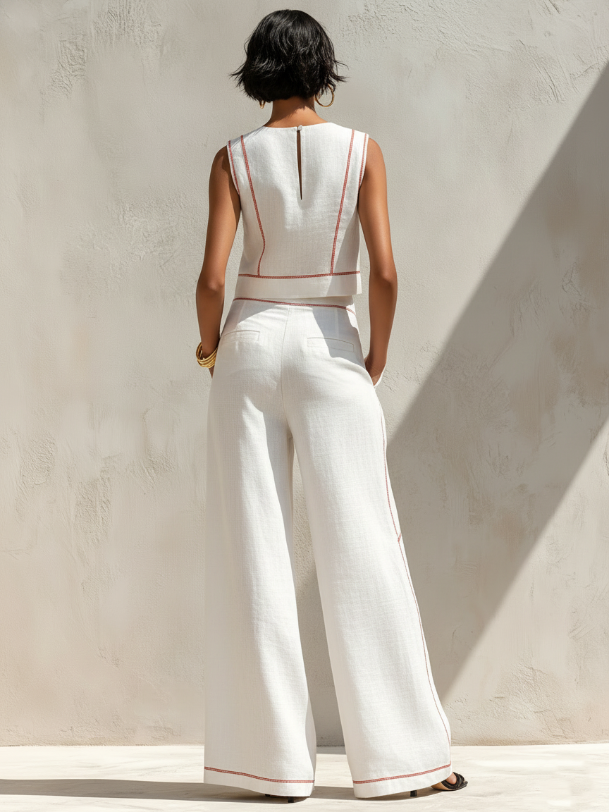 Lottie | Contrast Stitch Trouser Set