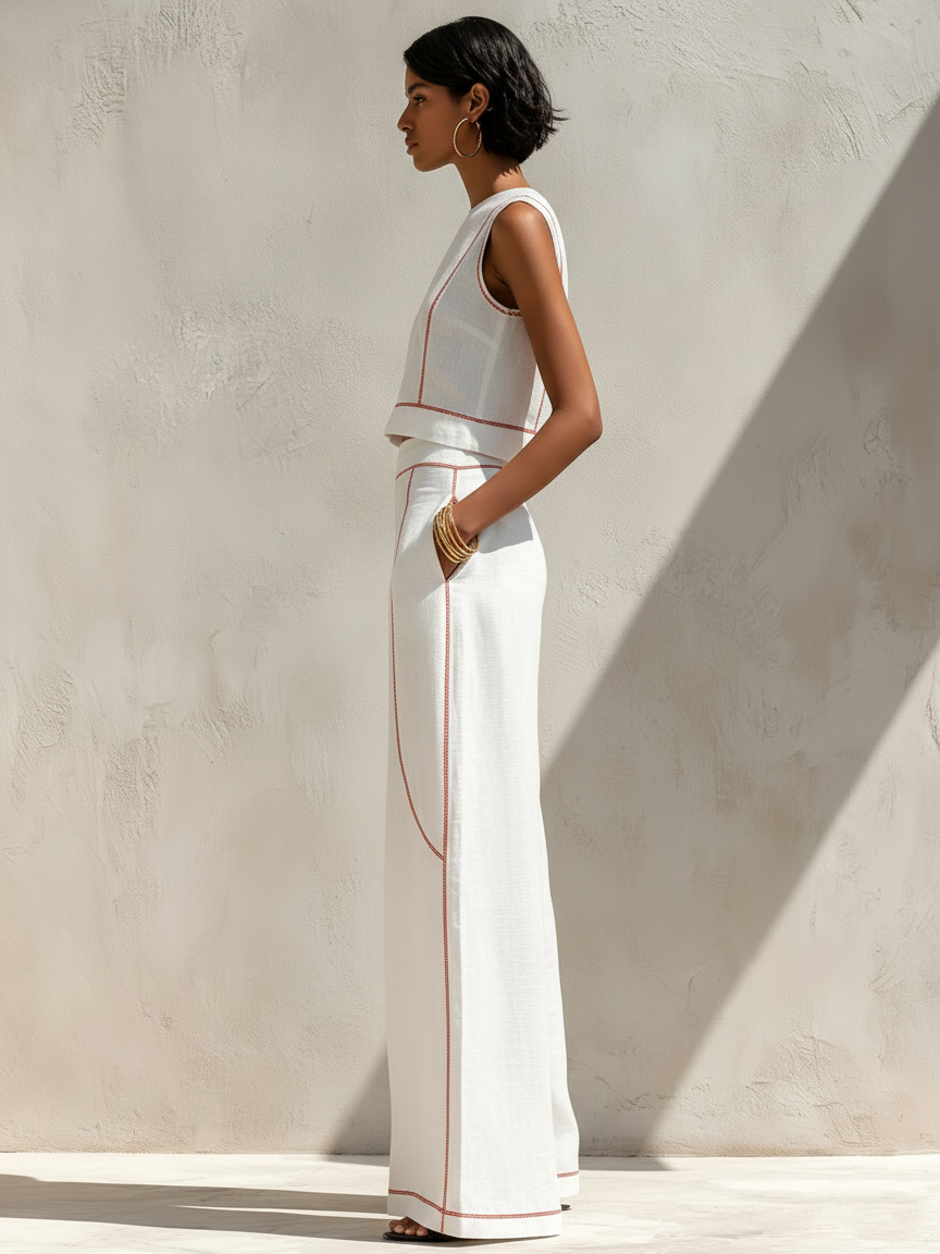 Lottie | Contrast Stitch Trouser Set