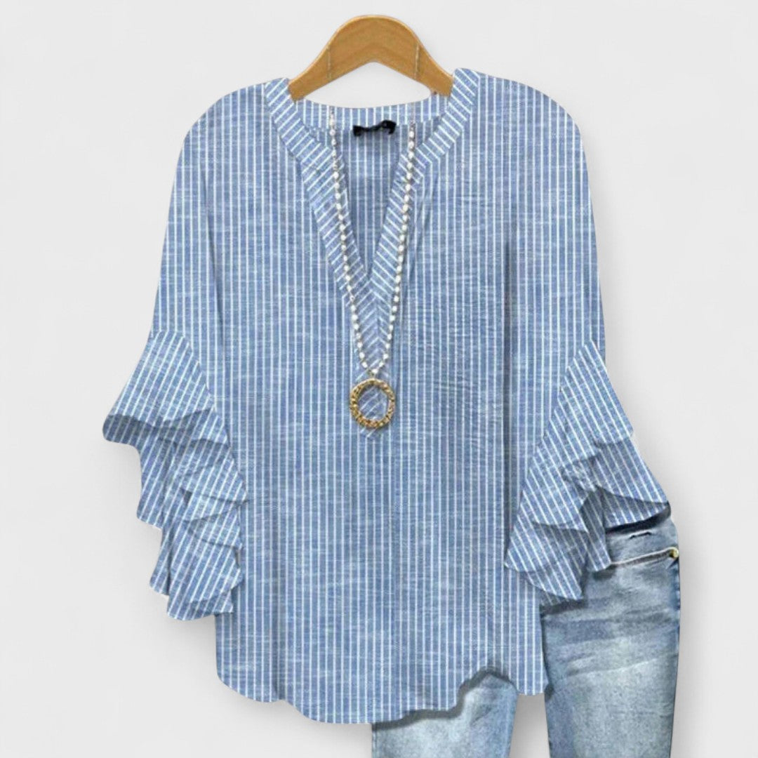 Gail | V-Neck Ruffle Sleeve Blouse