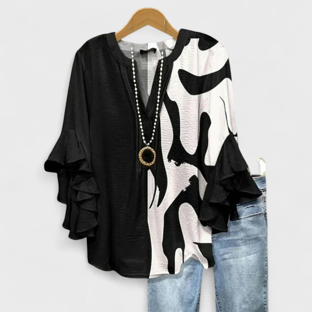 Gail | V-Neck Ruffle Sleeve Blouse