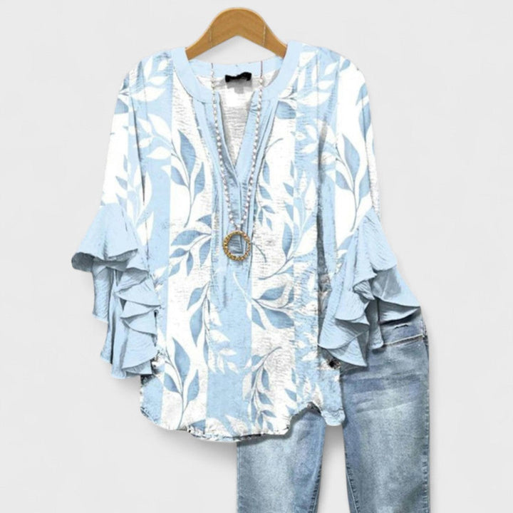 Gail | V-Neck Ruffle Sleeve Blouse