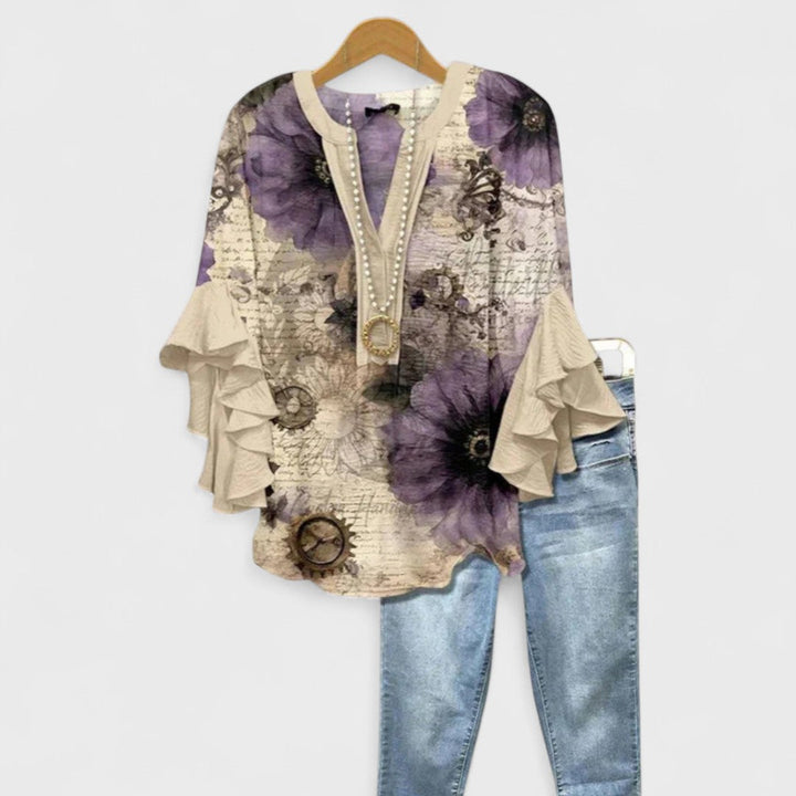 Gail | V-Neck Ruffle Sleeve Blouse