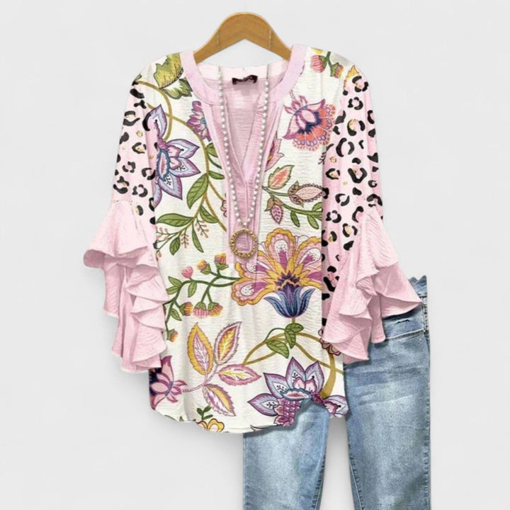 Gail | V-Neck Ruffle Sleeve Blouse