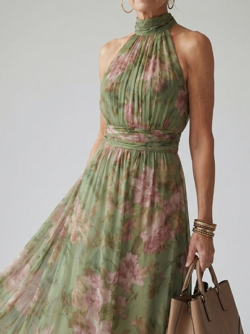 Pearl | Gathered Halter Midi Dress
