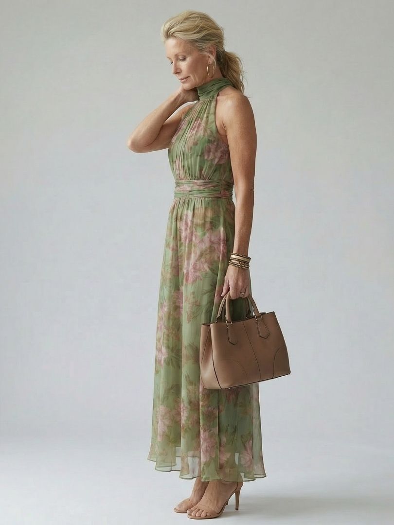 Pearl | Gathered Halter Midi Dress