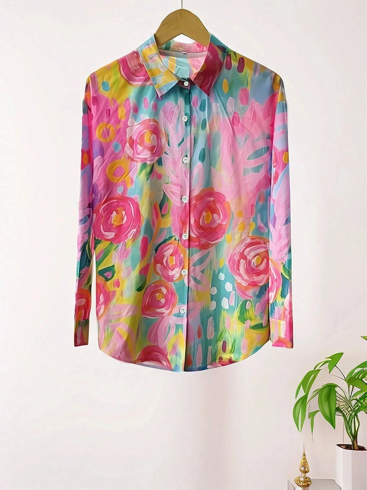 Gloria | Abstract Print Button Front Blouse