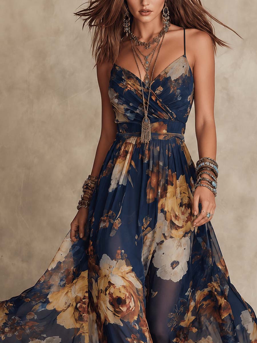 Eliza | Strappy Chiffon Maxi Dress