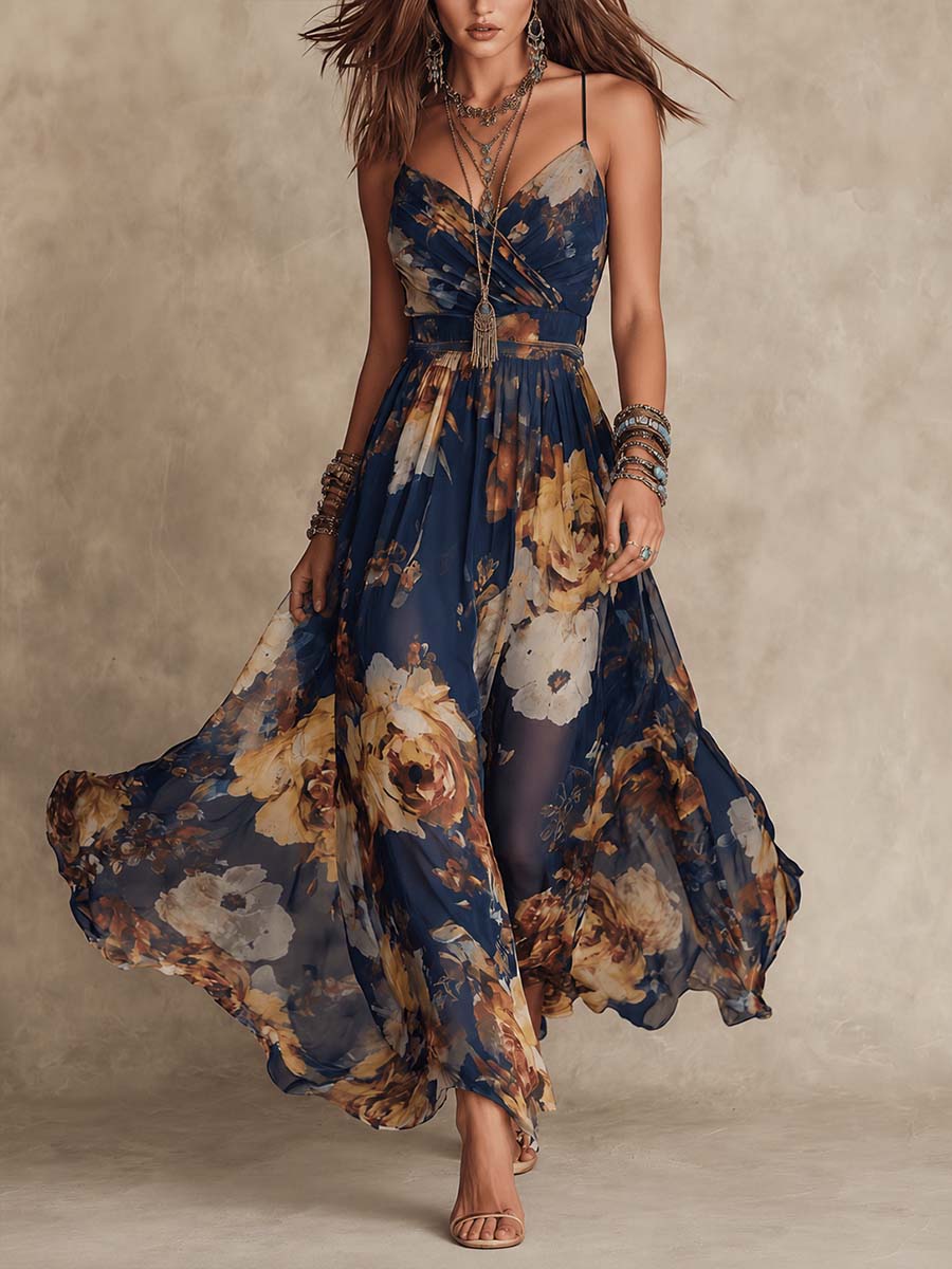 Eliza | Strappy Chiffon Maxi Dress