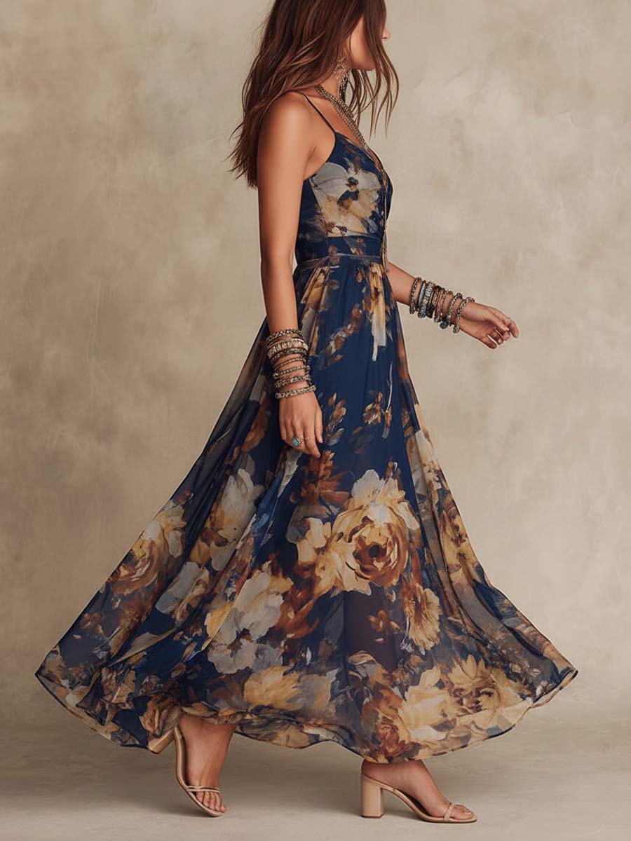 Eliza | Strappy Chiffon Maxi Dress