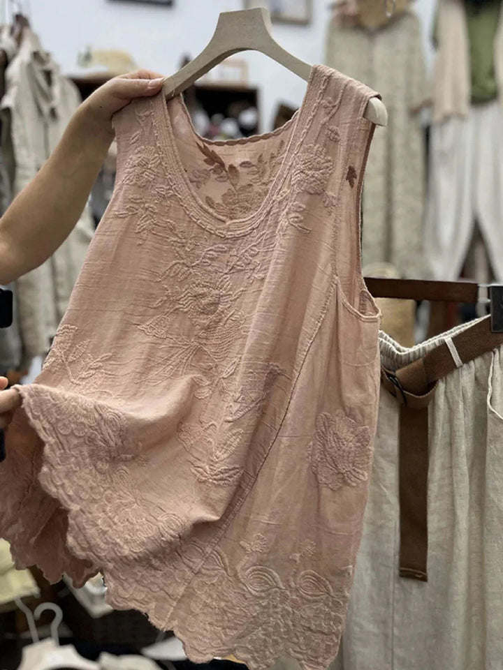 Norah | Embroidered Sleeveless Tank Top