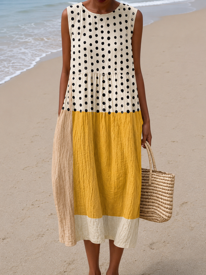 Millie | Colour Block Polka Dot Midi Dress