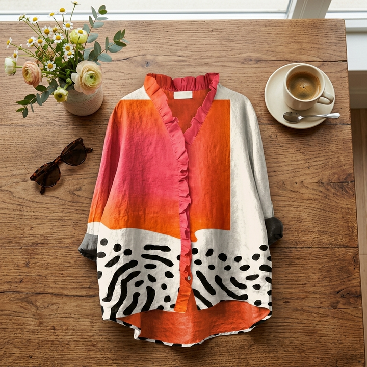 Melinda | Elegant Linen Summer Blouse