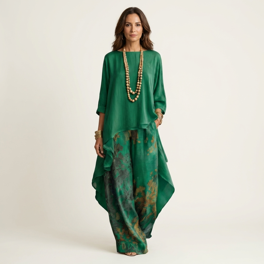 Maureen | Cotton-Silk Two-Piece Set with Asymmetric Tunic