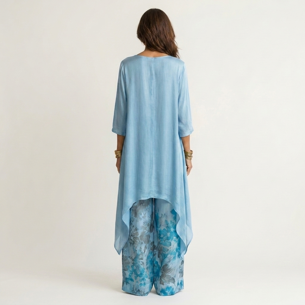 Maureen | Cotton-Silk Two-Piece Set with Asymmetric Tunic