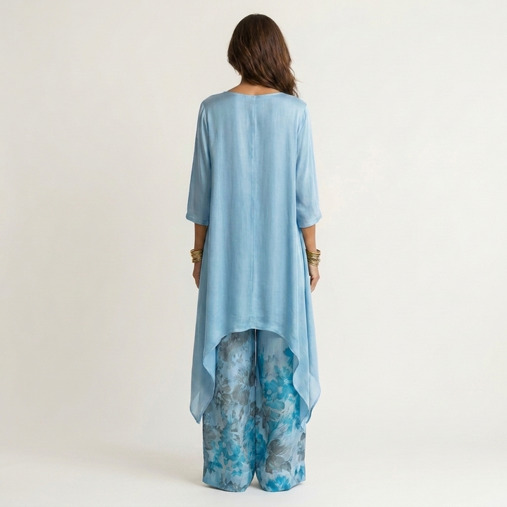 Maureen | Cotton-Silk Two-Piece Set with Asymmetric Tunic