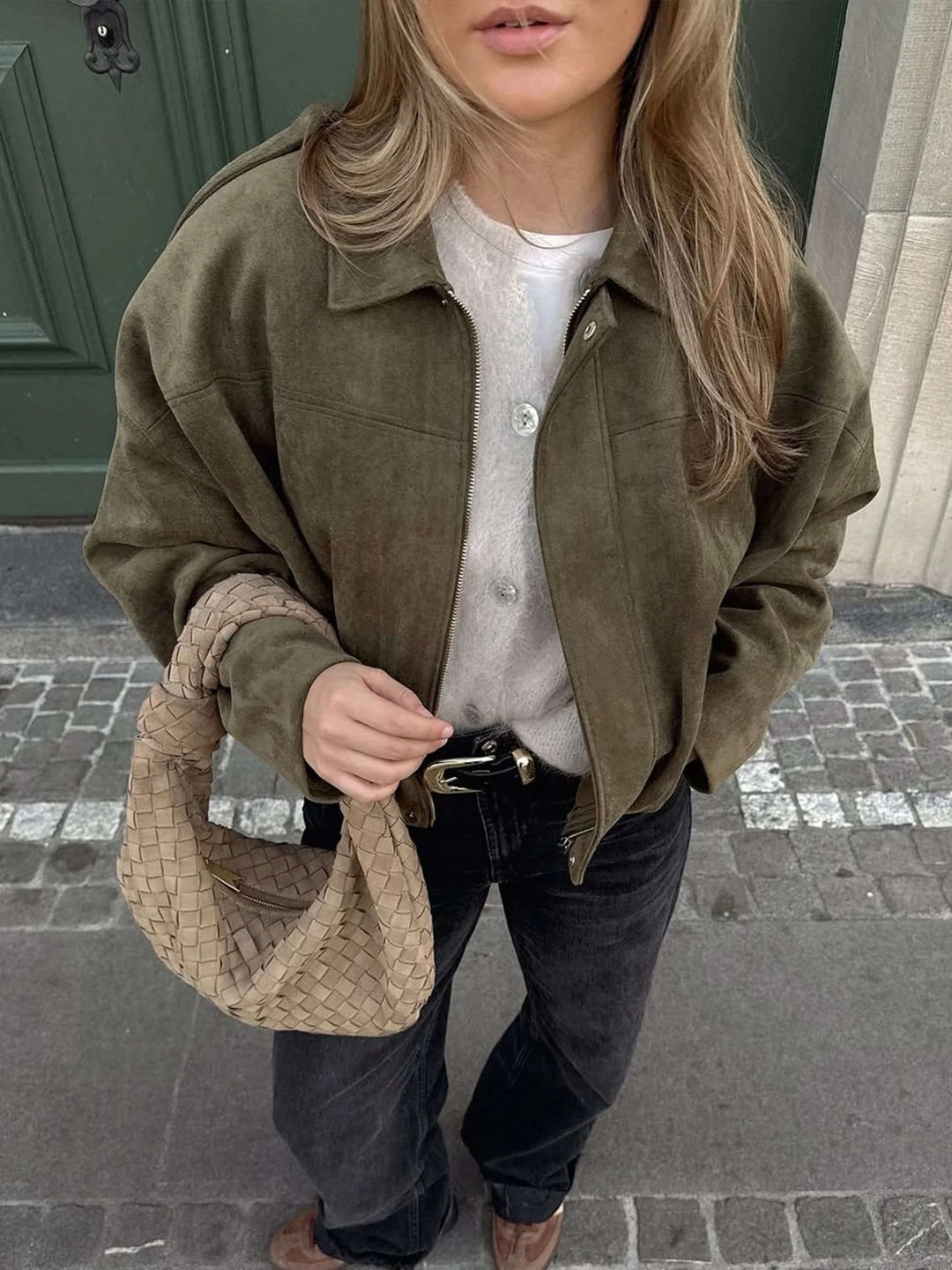 Yvonne | Faux Suede Bomber Jacket