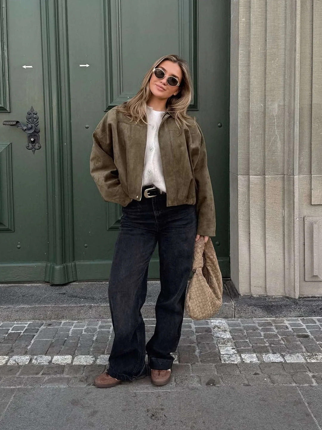 Yvonne | Faux Suede Bomber Jacket