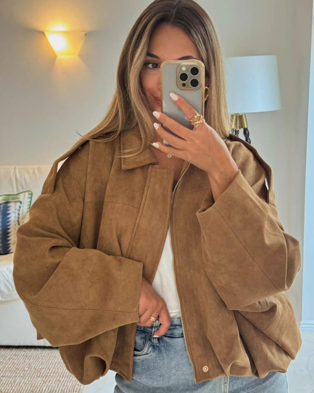 Yvonne | Faux Suede Bomber Jacket