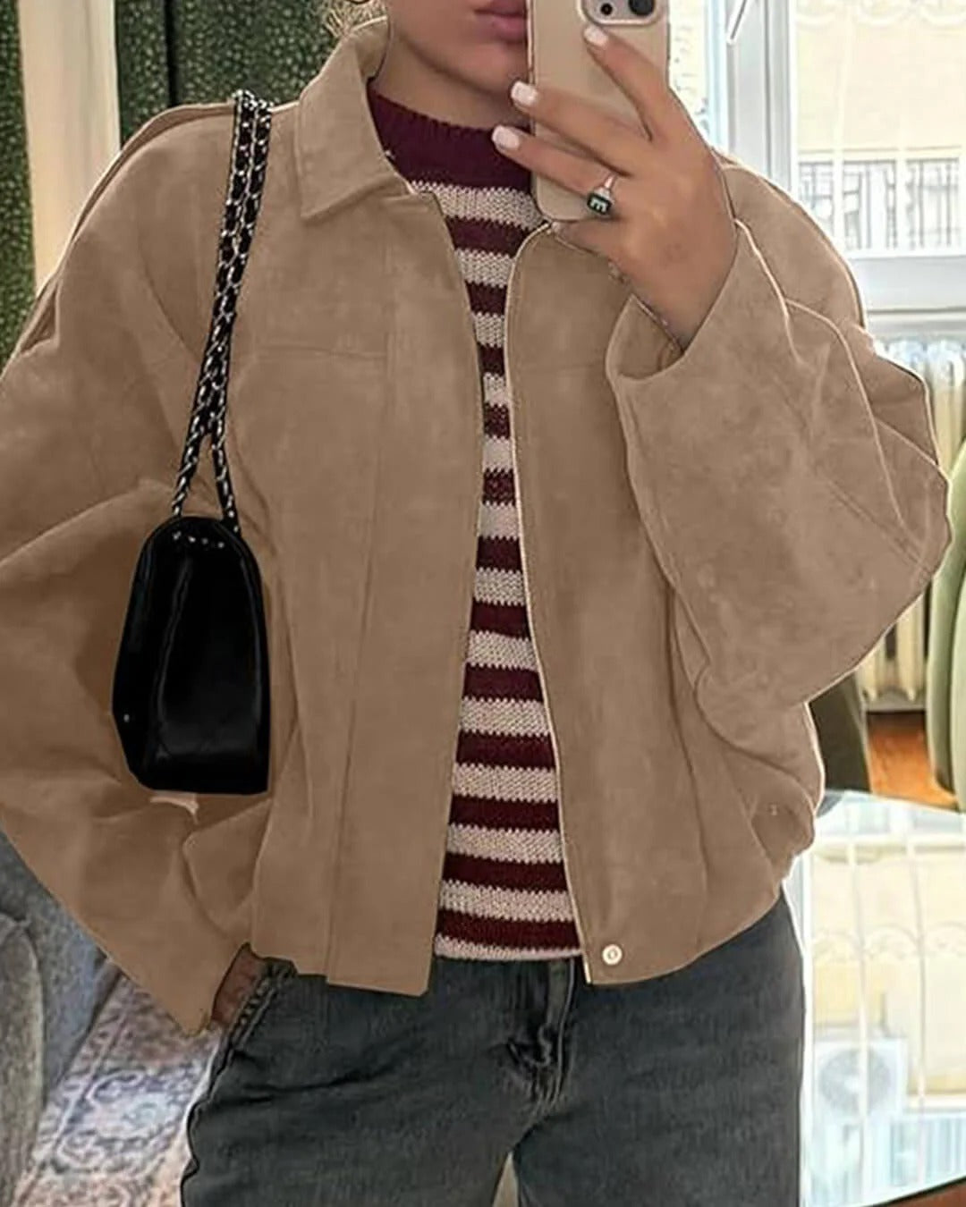 Yvonne | Faux Suede Bomber Jacket