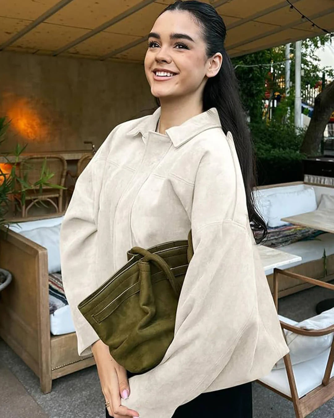 Yvonne | Faux Suede Bomber Jacket