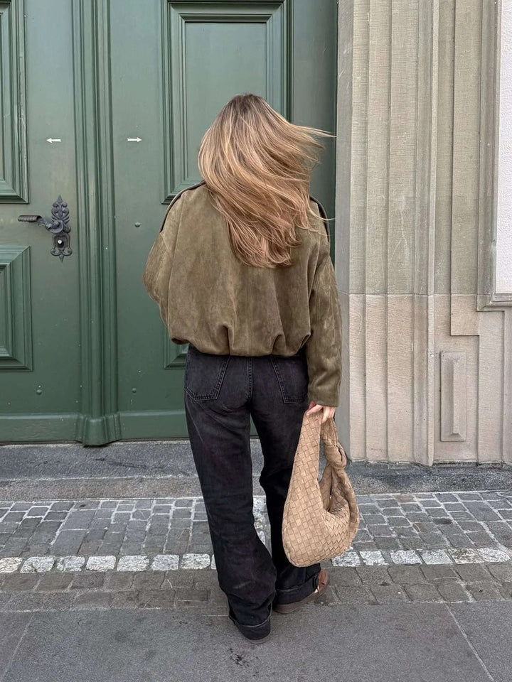 Yvonne | Faux Suede Bomber Jacket