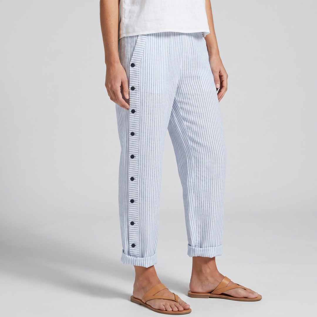Rita | Stripe Panel Button Detail Trousers